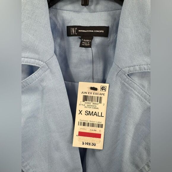 INC Women's Short-Sleeve Puff-Shoulder Jacket in Dutch Canal Size XS NWT - Picture 3 of 6